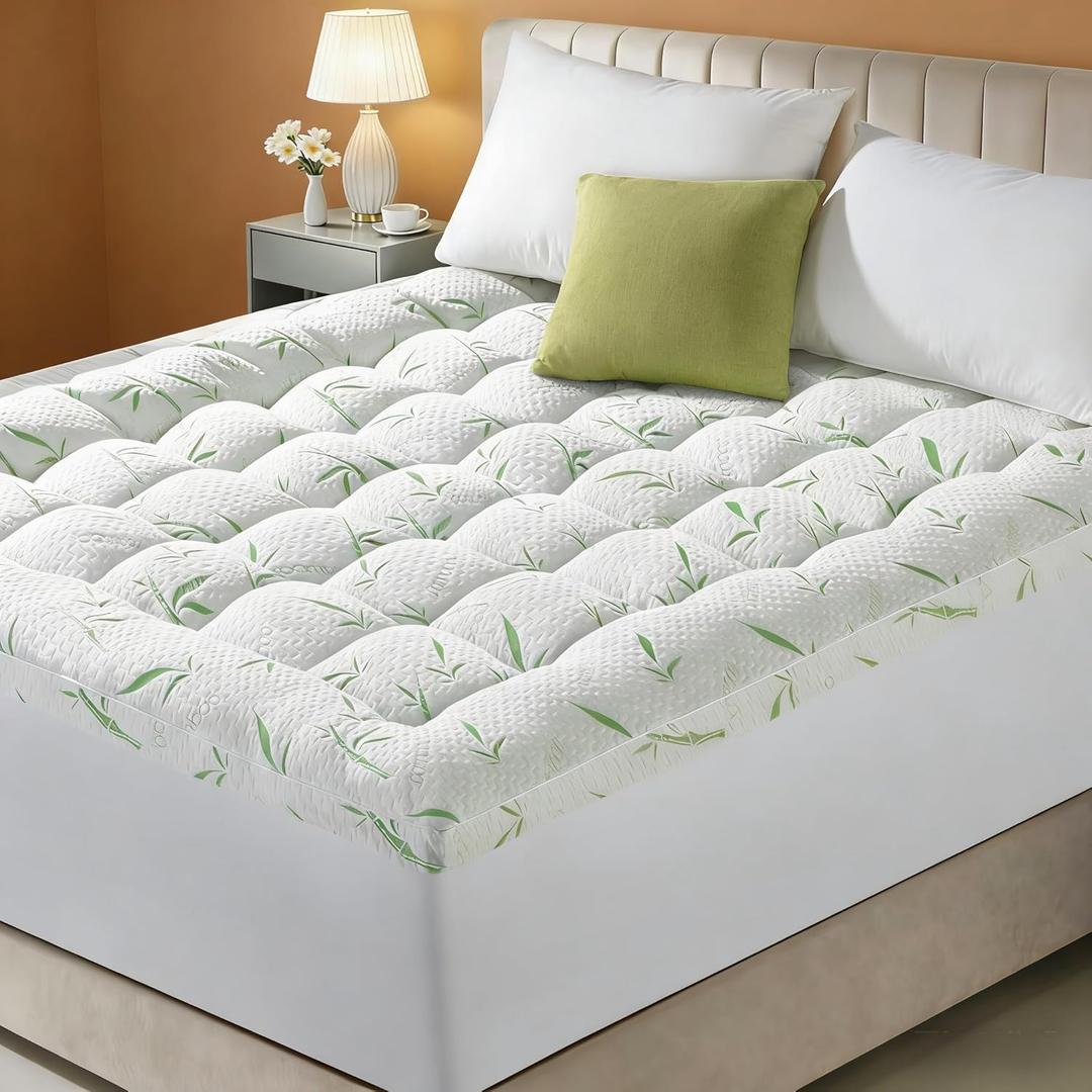 3 Inch Mattress Topper King Size - 1500GSM 3D+7D Down Alternative Fill, Viscose Made from Bambu Cover, Cooling Extra Firm Pillow Top Mattress Pad for Back Pain with 6"-18" Deep Pocket (78"x80")