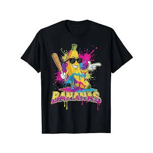 Baseball Banana Funny Splatter Sports Kids Teens TShirt. S Size