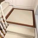 Bullnose Carpet Stair Treads, Non Slip Landing Mat for Wooden Steps Indoor, Soft Stair Rugs for Pets, Indoor Doormat for Kitchen Bathroom, Washable, 30"x30" 1pc, Cream