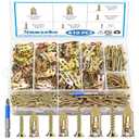 410 PCS Self Drilling Drywall Anchors with Screws Kit - 2 Sizes Sheetrock Anchors & 4 Sizes Zinc Expansion Screws,2025 Upgraded Zinc Plated Steel,No Drill Needed, Holds Up to 66LB on Walls
