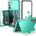 WeLoveCase for Samsung Galaxy S22 Wallet Case with Credit Card Holder & Hidden Mirror, All-Round Protection Shockproof Phone Cover Designed for Samsung Galaxy S22 5G, 6.1 inch Mint Green