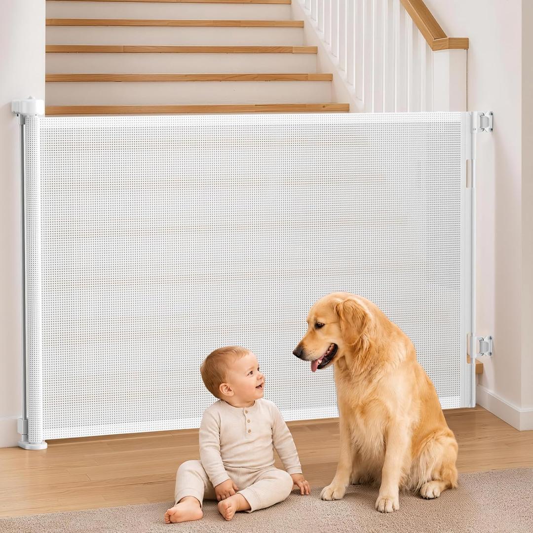 EZIGO 60 Inch Retractable Baby Gates, 41 Inch Extra Tall Retractable Gate