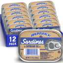 Brunswick Wild Caught Sardines in Soybean Oil, 3.75 oz Can (Pack of 12) - 14g Protein per Serving - Gluten Free, Keto Friendly, Kosher (BBD: Jan/2031)