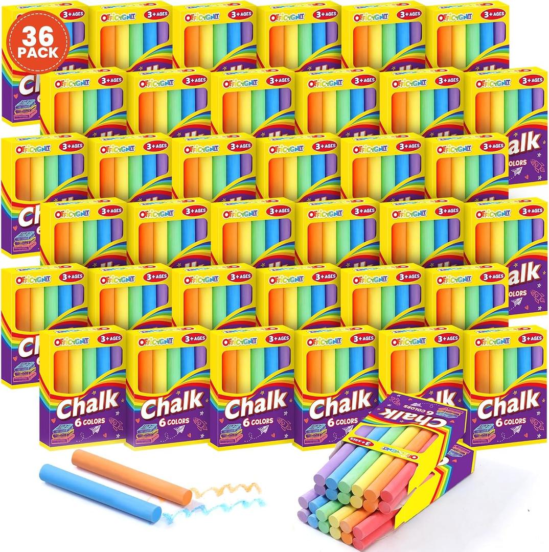 432 Count Colored Chalk, 36 Packs Color Chalk Bulk, Bulk Chalkboard Chalk School Supplies for Teachers, Classroom Prizes, Goodie Bags Stuffers, Party Favors, Back to School Gifts for Students Kids