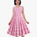Women Vintage 1950s Retro Polka Dot Swing Dress Sleeveless Backless Halter Neck S