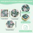 WEBEEDY 3 Styles DIY Mosaic Craft Kit Easy to Make DIY Flower Mosaic Bamboo Coasters Kits for Adults Beginner, Glass Mosaic Tiles with Blank Base Tray for Handmade Art Home Decor (NO Caulk/Glue)