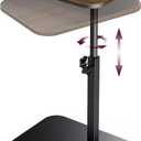 End Table C-Shaped Adjustable Pedestal Side Table Night Stand with 360 Rotating Top, Height Adjustable, Small Couch Living Room or Bedroom Versatile End Table for Sofa or Bedside, Rustic Brown