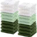 Breling 20 Pcs Baby Muslin Washcloth 12 x 12 Inch 100% Cotton Soft and Absorbent Muslin Washcloth Burp Cloth Wipe Newborn Face Towel for Baby Boy Girl Sensitive Skin(White, Light Green, Green)