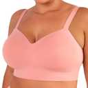 Truekind Bras for Women No Underwire, Seamless Bra, Plus Size Adjustable Bralette, Wireless Bras for Women (2XL: 38DD/F, 40DD-G, 42D-E, Rose Tan)