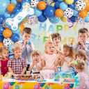3 x Ouddy Life 128Pcs Bone Balloons Garland Arch Kit, Blue Orange Themed Birthday Party Supplies with Happy Birthday Banner Foil Paw Print Latex Confetti Balloons for Boys Girls Baby Shower