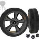 65930 Grill Wheels for Weber Kettle Grill Parts 18/22 inch Charcoal Grill, 6" Wheels for Weber Grill Wheels Replacement Parts 6412 451001 21001 741001 & Most Charcoal Grills w/ 3 Hub Caps, 2PCS, Black