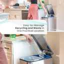 Home Zone Living 13 Gallon Slim Kitchen Trash Can with Dual Compartments for Trash and Recycling, Soft Close Lid, Step Pedal, Stainless Steel, Silver