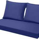 Outdoor Loveseat Cushion Set 44'' x 24'', Outdoor Cushions for Patio Furniture with Fastness Cover, Water Repellent Outdoor Seat Cushion and Couch Back Cushions for Bench, and Swing (Solid Dark Blue)