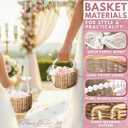 Small Flower Girl Baskets Set of 2 - Easter Basket Small Wicker Basket with Handle of Pearl, Bows & Waterproof Lining for Wedding Flowers, Sweets, Gifts and Home Decor - Lightweight & Multifunctional