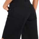Baggy Jorts for Women Mid-Low Waisted Jean Short Casual Loose Fit Wide Leg Knee Length Denim Bermuda Shorts Y2k (Black, XL)