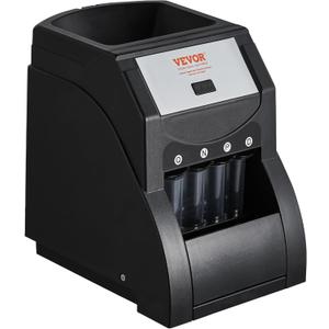 VEVOR Coin Sorter, Coin Sorter and Wrapper Machine with 4 Larger Coin Tubes, Sorts USD Coin 1 5 10 25, up to 230 Coins/min, Black