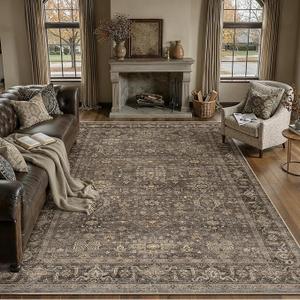 WondRg 8x10 Dark Brown Vintage Area Rug