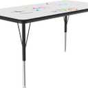 Correll 24"x60" Rectangular, Classroom Dry Erase/Markerboard Top Activity Table, Height Adjustable (19"-29), White Durable High Pressure Laminate, School Furniture, Made in The USA (Black)