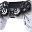RALAN Controller Skins for PS4,Fruit Silicone Controller Cover Skin Protector Compatible /PS4 Slim/PS4 Pro Controller with 2 Cute Thumb Grips Caps (White black lighting)