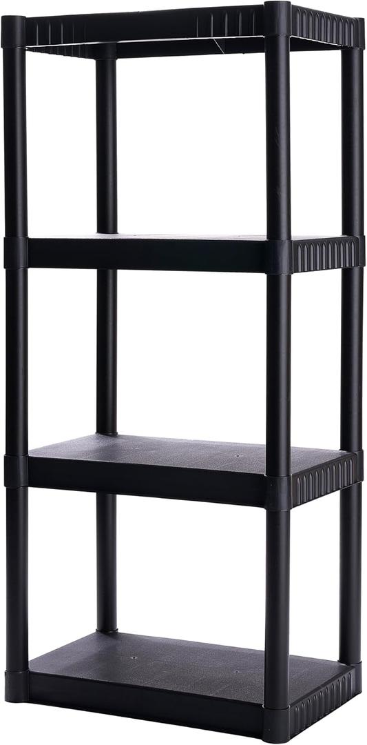 Plano 4-Shelf Plastic Storage Shelves, 48 x 23 x 14, 200lb Capacity, Pantry, Office, Closet and Garage Shelves, Easy to Assemble, Durable Plastic Shelving Unit