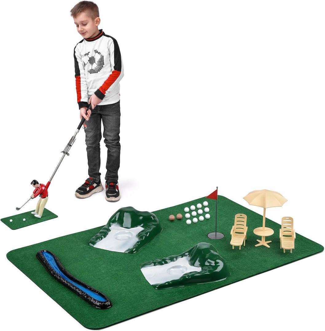 Abco Tech Mini Golfing Man Indoor Golf Kit  Golf Course Backyard Set  Complete Mini Golf for Home  Easy to Set Up and Play  Lightweight & Compact  Portable Mini-Golf Course