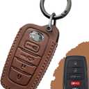 for Toyota Key Fob Cover Leather - 2025 Camry, 2023-2026 Grand Highlander/ Prius, 2022-2026 Corolla Cross Tacoma Tundra Sequoia, 4Runner RAV4 Sienna, Handcrafted Key Fob Case (Brown, MDL1)