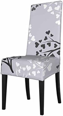 Numland 1 Pack Tree Branch With Hearts Dining Room Chair Covers Romance Foliage Valentine Ornament Short Stretchable Polyester Removable Washable for home Restaurant Banquet