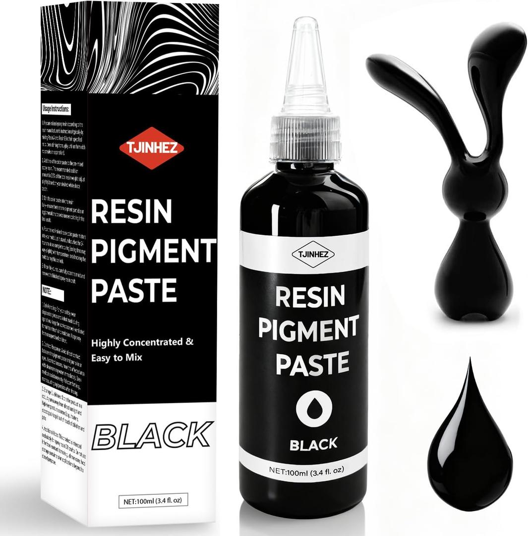Black Pigment Paste for Epoxy Resin, 5oz Ultra Highly Concentrated & Easy to Mix, 100ml/3.4floz Opaque Liquid Resin Dye Paste for Resin Art, River Table, UV Resin Jewelry Making