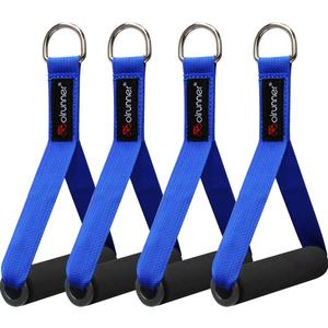 Coolrunner 2 Pair Resistance Band Handles Grips Fitness Strap Wide Design Heavy Duty Cable Handles with Solid ABS Cores, Heavy Gauge Welded D-Rings (4-Piece Set) (Blue)