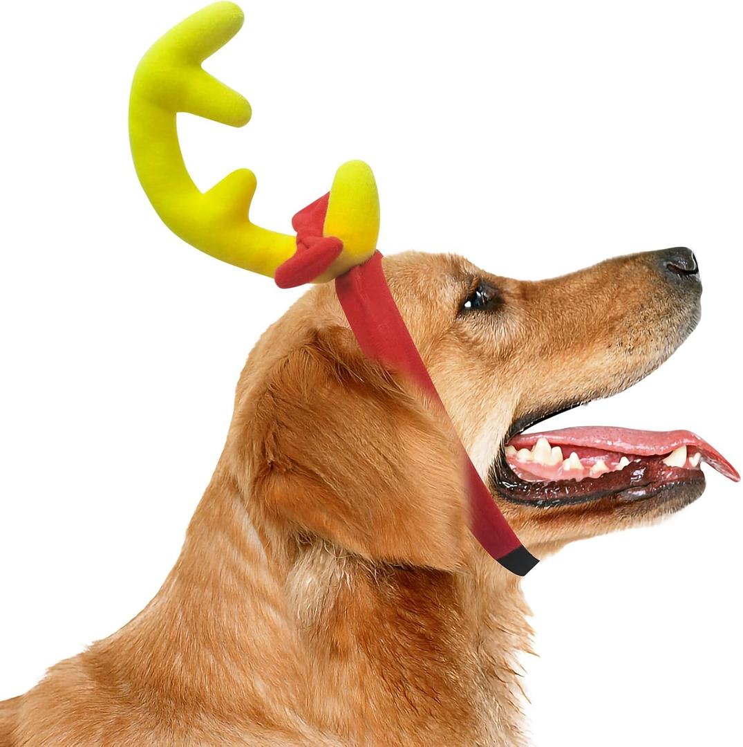 ATAMET Antler Horn Headpiece Reindeer Headband Costume Hat Horn Christmas Gift Headband Accessories (Large, Light Yellow)