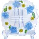 Teacher Appreciation Gifts for Women Resin Floral Keepsake Plate Decor with Pressed Real Flowers (Blue & White) Unique Thank You Gift for Teachers