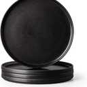 AmorArc Ceramic Dinner Salad Plates Set of 4, 8.5 Inch Reactive Matte Glaze Dish Set, Dessert, Salad, Appetizer, Small Dinner Plate, Microwave, Dishwasher Safe,Scratch Resistant,Reactive Matte Black