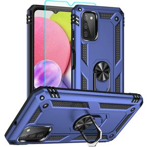 Samsung Galaxy A03s Protective Case with HD Screen Protector, Ring Shockproof, Blue