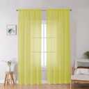 OWENIE Lemon Sheer Curtains for Bedroom Living Room 90 Inches Long, Elegant Solid Light Filtering Window Curtain Panles, Modern Rod Pocket Lemon Curtain, 2Pcs, Each 42" W x 90" L