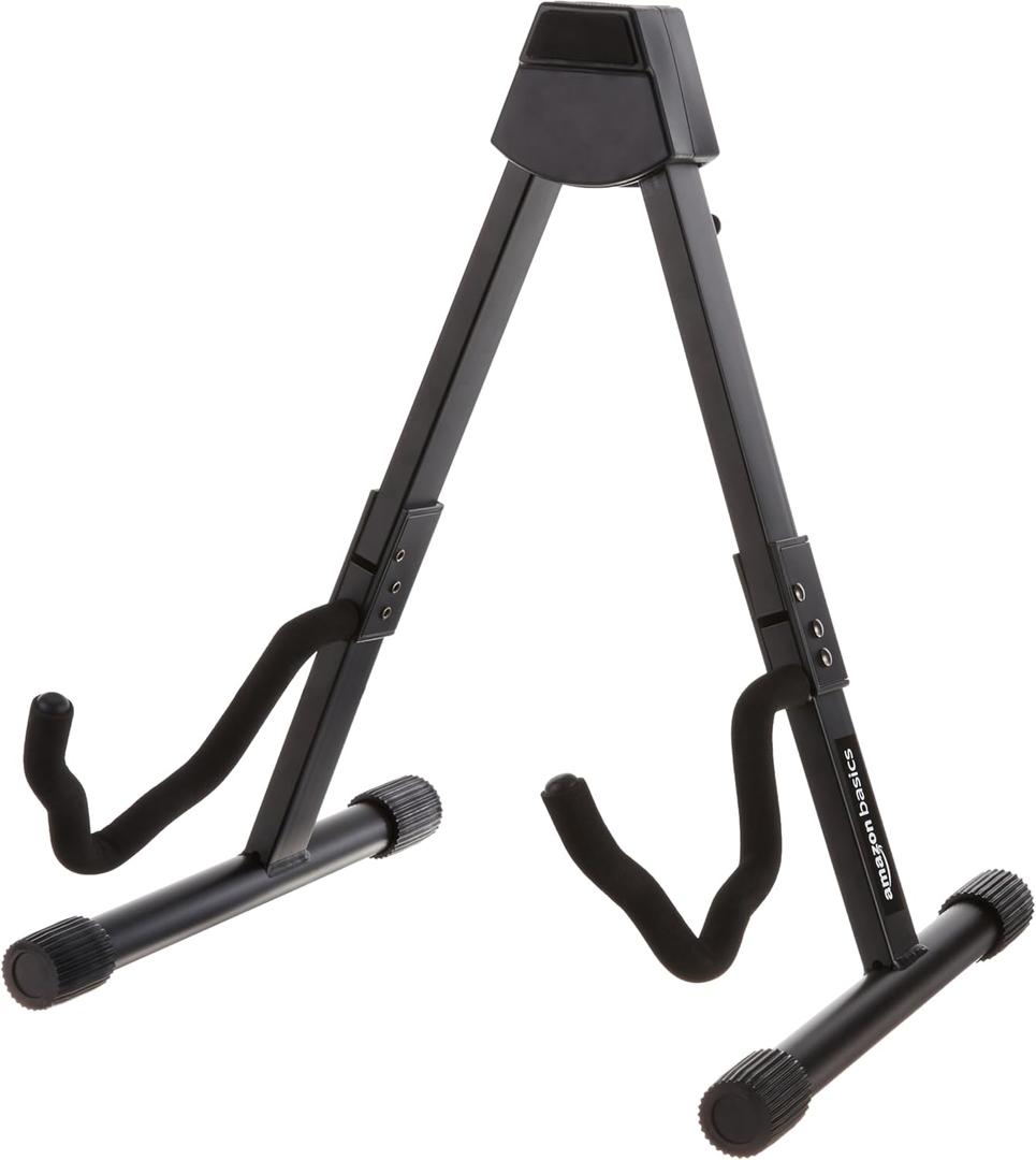 Amazon Basics Adjustable Folding Guitar Stand, A-shape, Fully Assembled - For School Music Program, Concerts & Multiple Users, Black (8.66 x 15.16 x 3.74 inches)