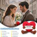 Emotional Support Couple Gifts, Handmade Crochet Pocket Hug Heart with Positive Card for Birthday Anniversary, Funny Knitted Doll for Lovers Boyfriends Girlfriends Couples