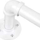 1 Inch Curtain Rods for Windows 66 to 120, Outdoor Industrial Adjustable Blackout Curtain Rod, Indoor Heavy Duty Wrap Around Drapery Pole, White, 66-120"