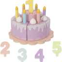 Pretend Play Food for Toddlers 2-5,Wooden Birthday Fake Cake with Candles and Numbers,Tea Party Learning Kitchen Gift Toys for Boys Girls (Cream Cake)