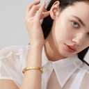 PDWZNBA 18K Gold-Plated Love Friendship Bracelets Trendy Stainless Steel Bangle Jewelry Gifts for Women