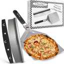 Checkered Chef 13"x15" Pizza Cutter And Pizza Peel Set - Stainless Steel Rocker Blade Pizza Cutter With Stainless Steel Pizza Peel/Paddle - 2 Great Pizza Tools In 1 Set