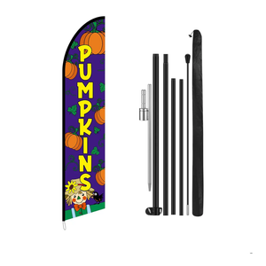 Remagr 15 ft Halloween Pumpkins Feather Flag Kit Include Flag, Pole and Ground Mt Outdoor Fall Feather Decorations for Fall Pumpkins Business Halloween Thanksgiving Day Festivals Farms Events