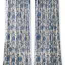 DriftAway Linen Floral Paisley Navy Blue Blackout Curtains for Living Room Bedroom 84 Inch Length 2 Panels Lined Back Tab Window Drapes Thermal Farmhouse Country Jacobean Curtains