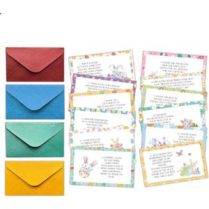 Easter Scavenger Hunt Clue Cards, Easter Party Games for Family Adults Friends, Game Cards for Sunday Holy Week Birthday Spring Camping Gathering, Easter Party Decorations, 01 (Yellow)