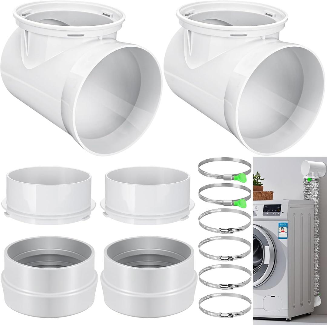 New Upgraded 90 Degree Dryer Vent Elbow(2 Pcs),Dryer Vent Duct Connector Kit,Dryer Vent Adapter with Rubber Seal,Dryer Vent Tight-Fit Connector Elbow for 4 Inch Dryer Duct Vent Hose.