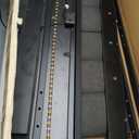 Furnulem Full Size Bed Frame with Charging Station and LED Lights, Platform Bed with Metal Slats, Grey Upholstered Headboard with 2-Tier Storage Shelves, No Box Spring Needed (Black Oak)