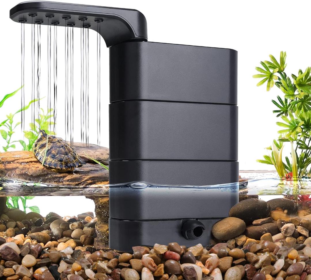 hygger 150GPH Turtle Filter with 2 Sponges Bio Ball, 3-in-1 Water Circulation Draining Bio Filtration Amphibian Tank Filter 5 to 35 Gallon for Reptile Frog