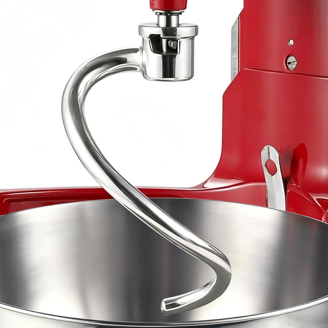 Stainless Steel Spiral Dough Hook for 6QT KitchenAid Bowl-Lift Stand Mixers – Dishwasher Safe Replacement Attachment