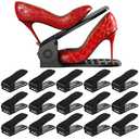 Neprock Shoe organizer for closet,16 pack thickned shoe stacker storage space saver, Double Deck Shoe Rack Holder for Closet Organization(Black)