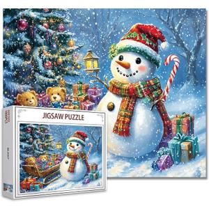 Christmas Snowman 1000 Piece Jigsaw Puzzles for Adults Winter Snow Xmas Landscape Jigsaw Puzzle for Challenging Family Activity Game Winter Snow Artwork Puzzle for Home Decor Gifts 20x27 Inches