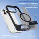 RMOCR for iPhone 15 Pro Case with Screen Protector+Lanyard Wrist Strap,Magnetic Translucent Matte Rugged Slim Phone Cover Built in Invisible Kickstand [Fit for MagSafe],Black